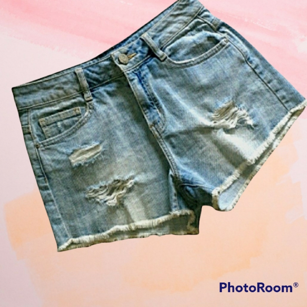 - REFUGE DISTRESSED DENIM SHORTS